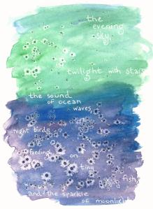 evening sky and ocean waves